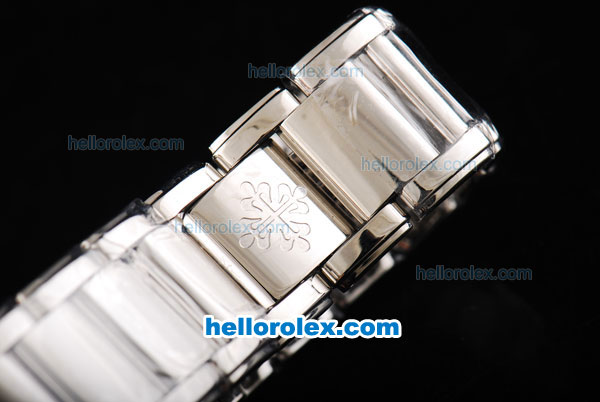 Patek Philippe Twenty-4 Swiss ETA Quartz Movement Silver Case with MOP Dial and Steel Strap -Lady Size - Click Image to Close